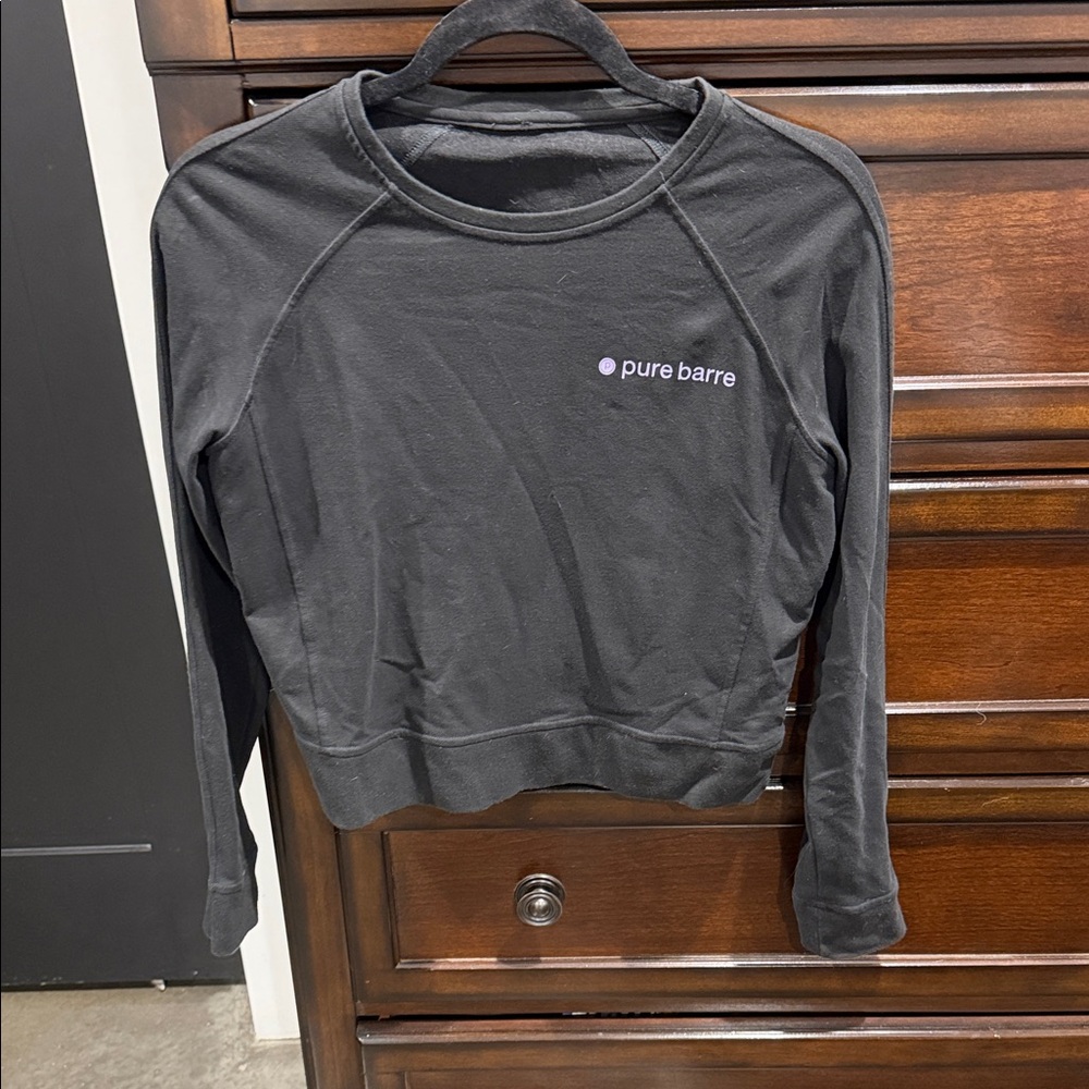 Pure Barre Black Long Sleeve Cropped Sweatshirt
